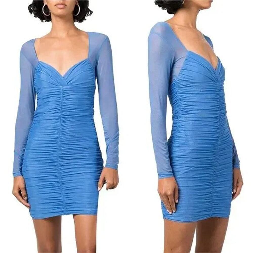 Fleur du Mal Ruched Mini Dress - S Super Blue